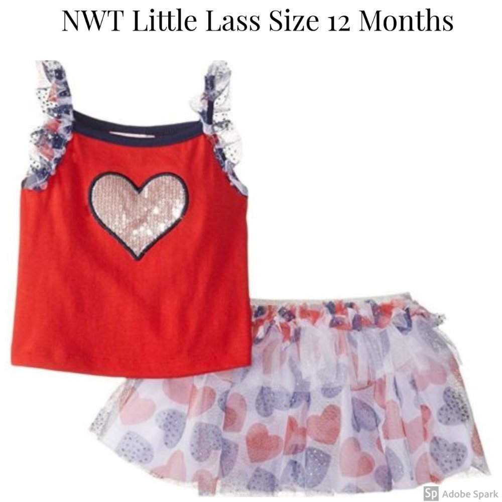 Little Lass Baby Girl Top Tutu Scooter Skirt Set Outfit size 12 Mo Lot NWT - Picture 6 of 8